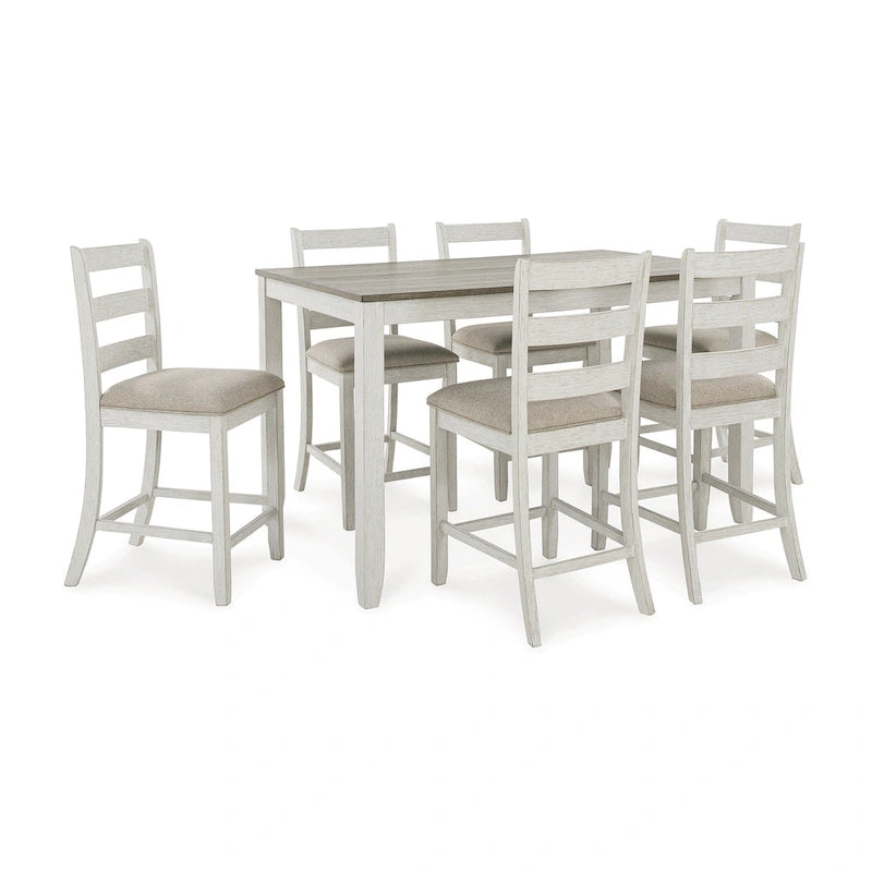Skempton White Counter Height Dining Table and Bar Stools (Set of 7)