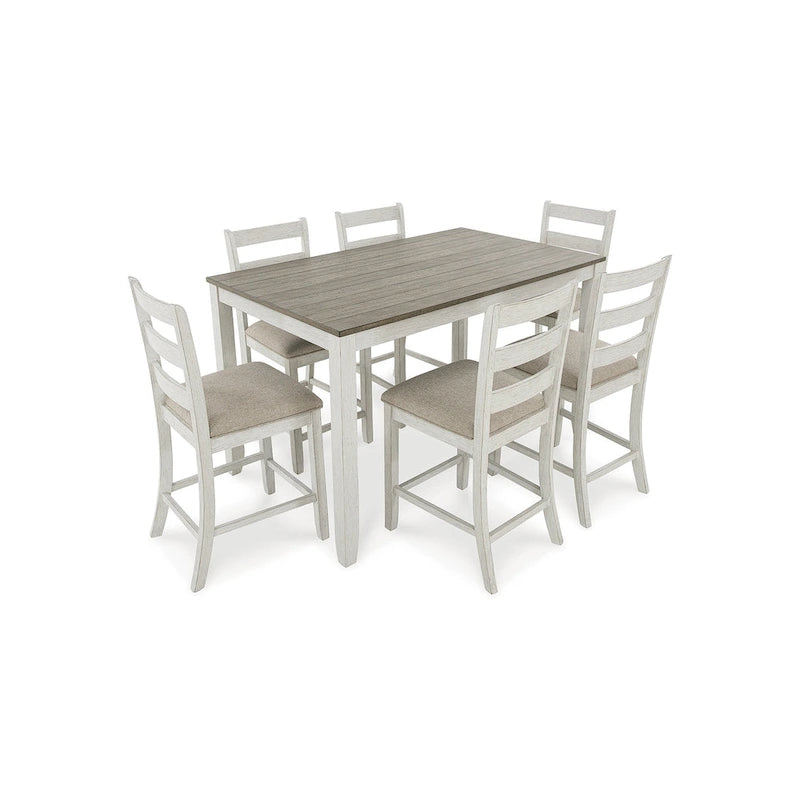 Skempton White Counter Height Dining Table and Bar Stools (Set of 7)