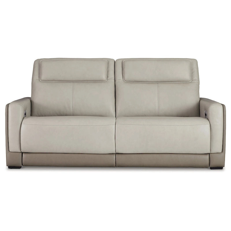 Battleville Silver 2 Seat Power Reclining Sofa with Adjustable Headrest - 85W x 40D x 43H