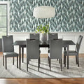 Tilo Grey Faux Leather and Wengewood 7-piece Dining Set
