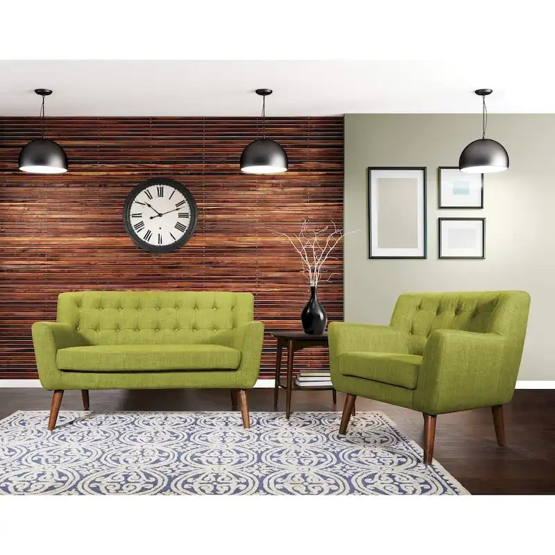 Balestrand Mid-century Tufted Back Fabric Loveseat - N/A
