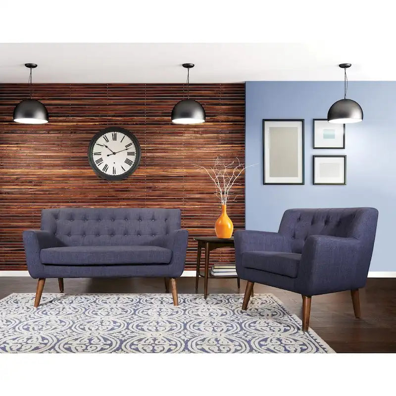 Balestrand Mid-century Tufted Back Fabric Loveseat - N/A