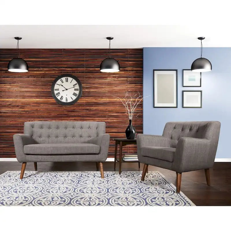 Balestrand Mid-century Tufted Back Fabric Loveseat - N/A