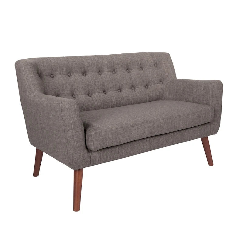 Balestrand Mid-century Tufted Back Fabric Loveseat - N/A