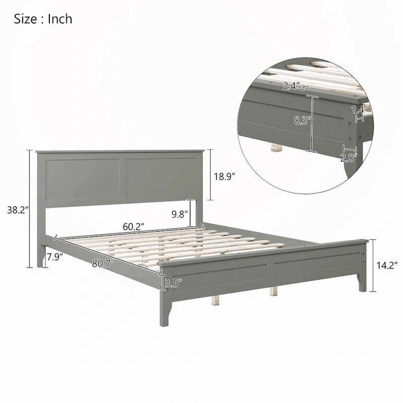 Solid Wood Queen Platform Bed