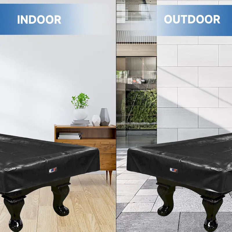 7ft/8ft/9ft Heavy Duty PU Leatherette Billiard Pool Table Cover - Black