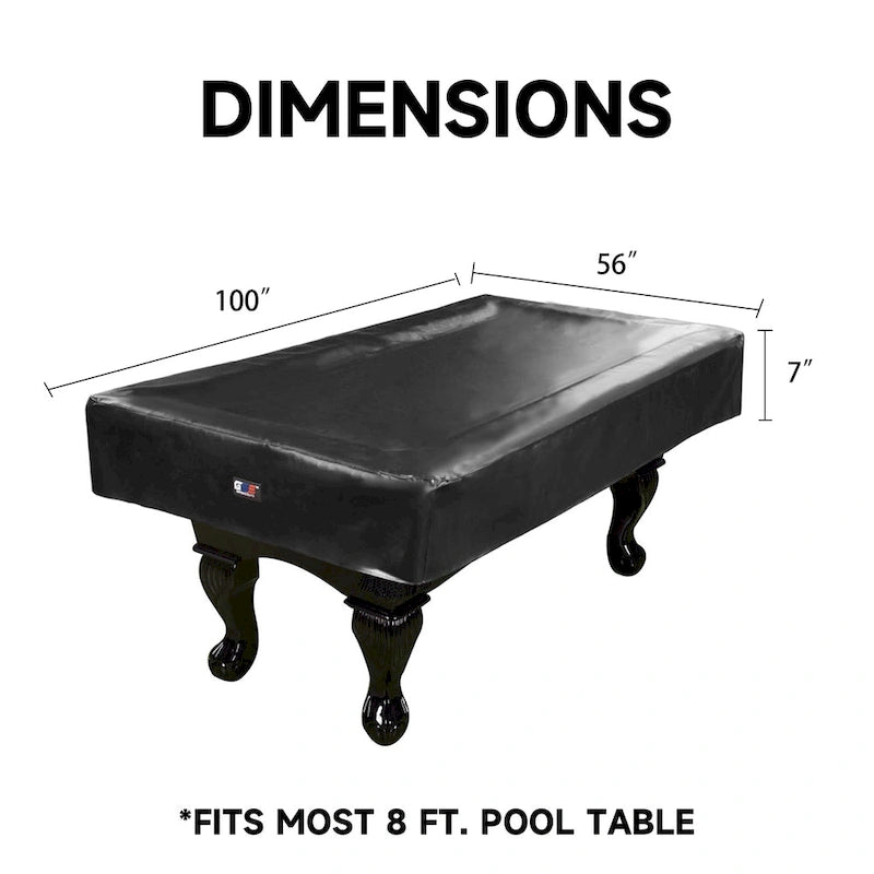 7ft/8ft/9ft Heavy Duty PU Leatherette Billiard Pool Table Cover - Black