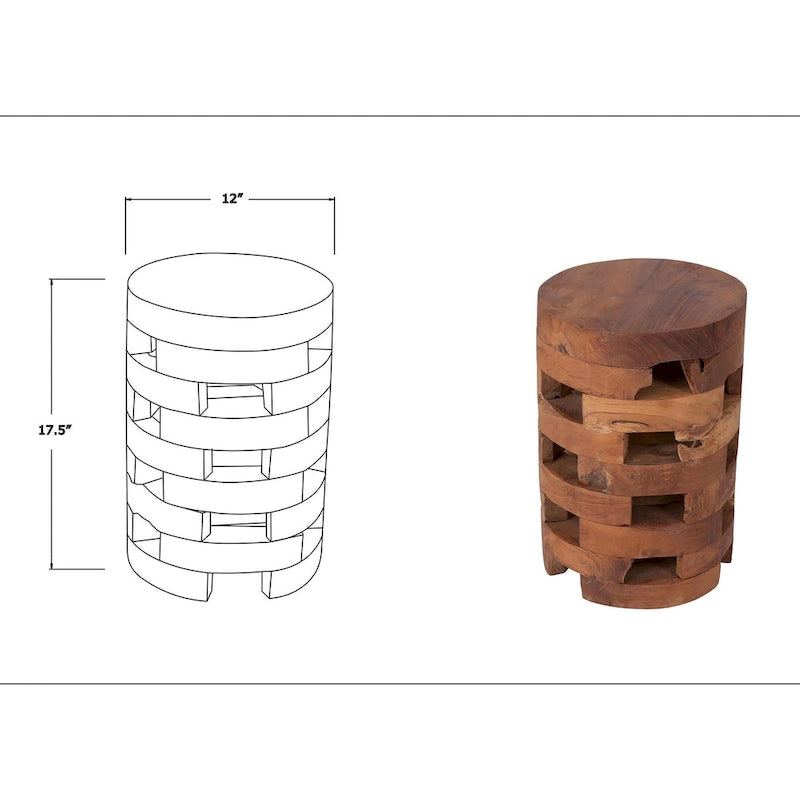 Solid Wood Open Slat Round Accent Table by
