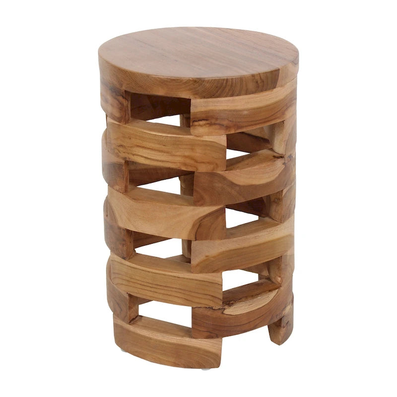 Solid Wood Open Slat Round Accent Table by