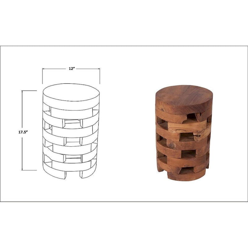 Solid Wood Open Slat Round Accent Table by