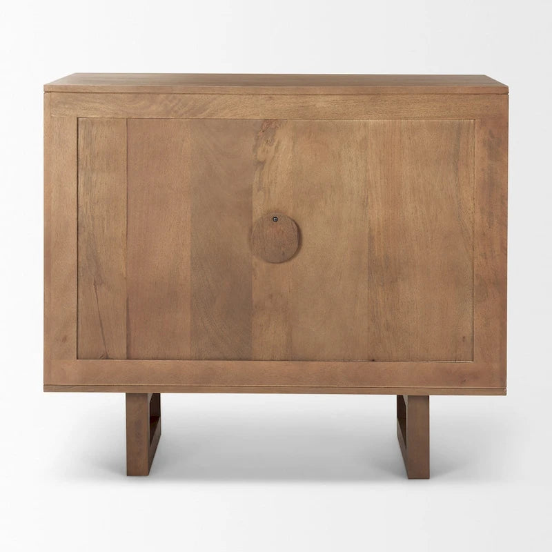 Grier Medium Brown Solid Wood w/ Cane Doors Accent Cabinet