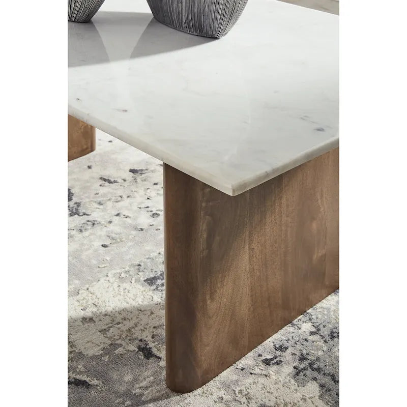 Isanti Light Brown/White Coffee Table - 48W x 26D x 17H