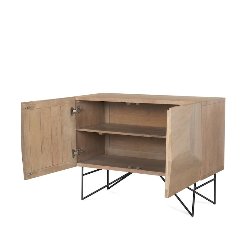 Darwin Light Brown Wooden 2 Door w/ 2 Shelves Accent Cabinet - 44.0L x 17.5W x 30.0H