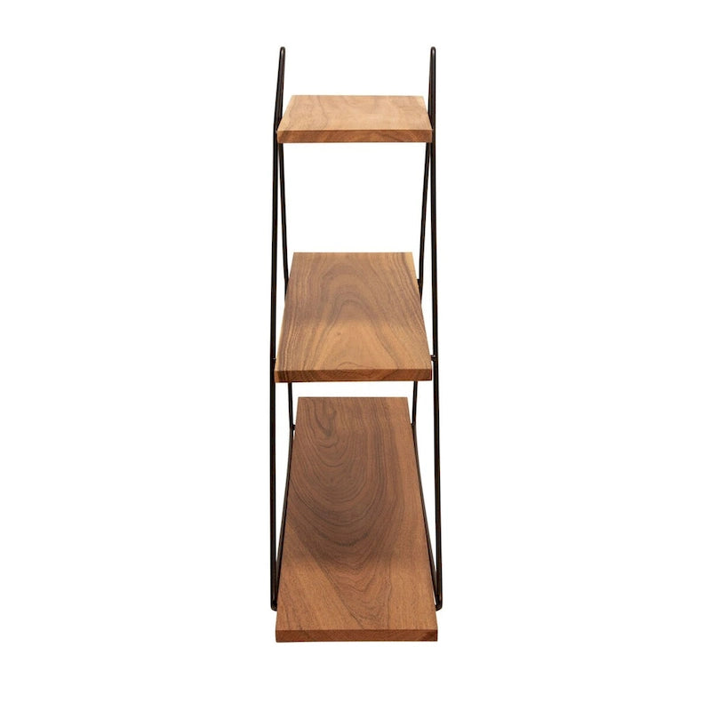25 Black and Brown Wood Triangular Wall Shelf