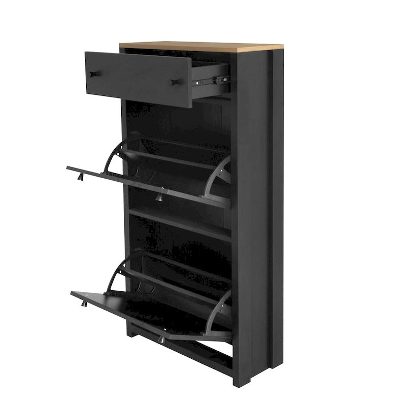 Merax Wood Grain Pattern Top Shoe Storage Solution with Adjustable Panel