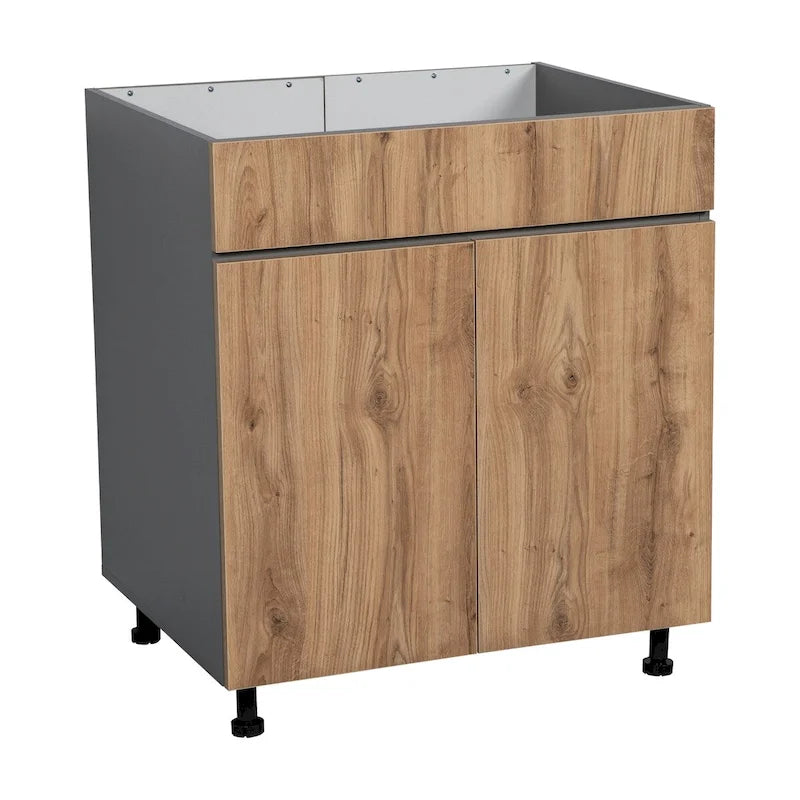 30 Sink Base Cabinets-High Double Door-Grey - 30 x 34 1/2 x 23 3/8