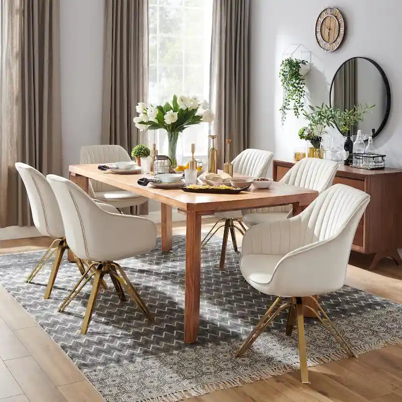 Modern Velvet Swivel Chair with Golden Finish