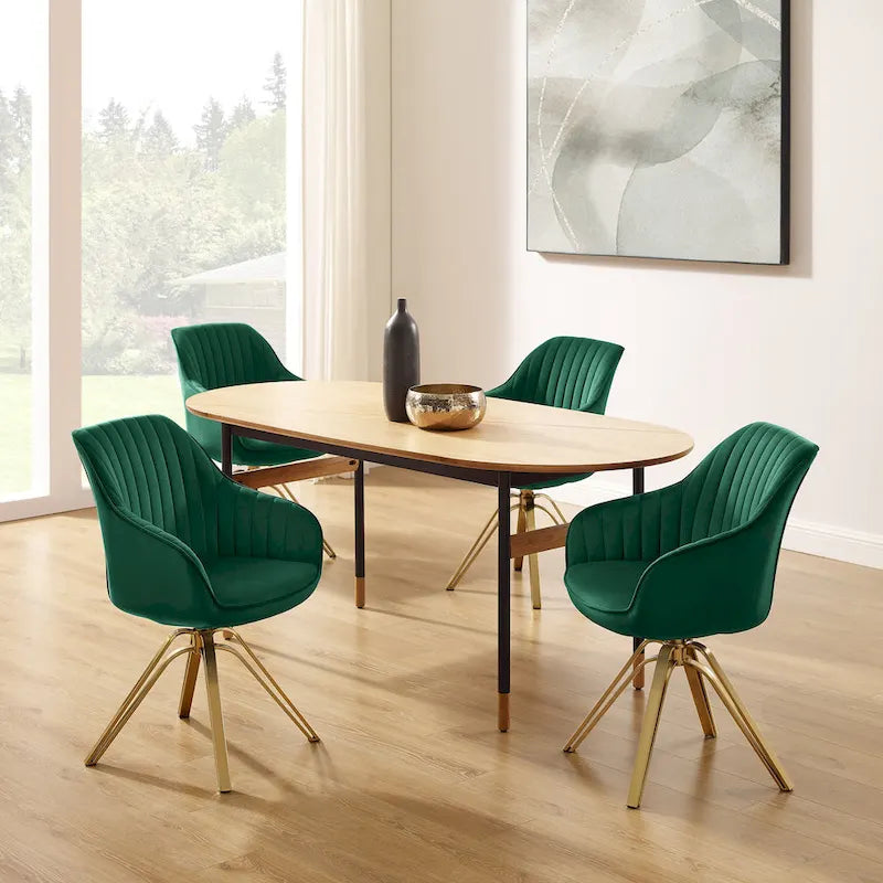 Modern Velvet Swivel Chair with Golden Finish