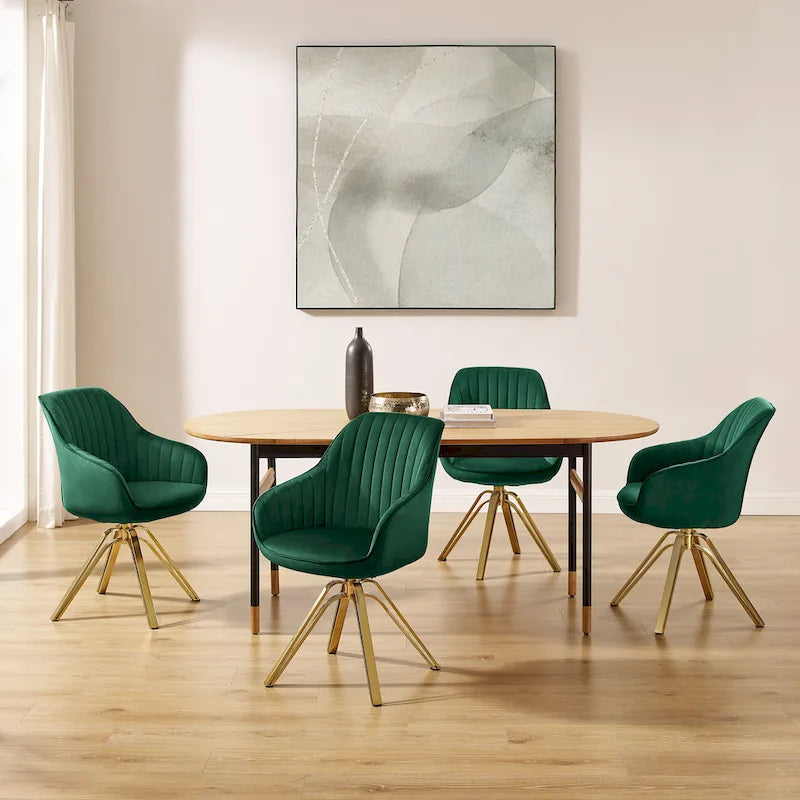 Modern Velvet Swivel Chair with Golden Finish