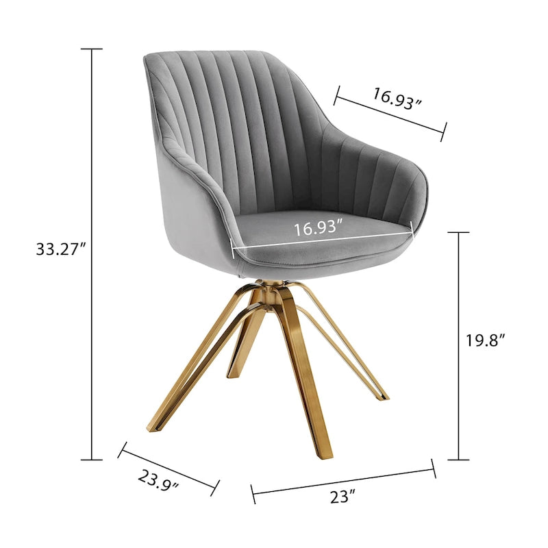 Modern Velvet Swivel Chair with Golden Finish