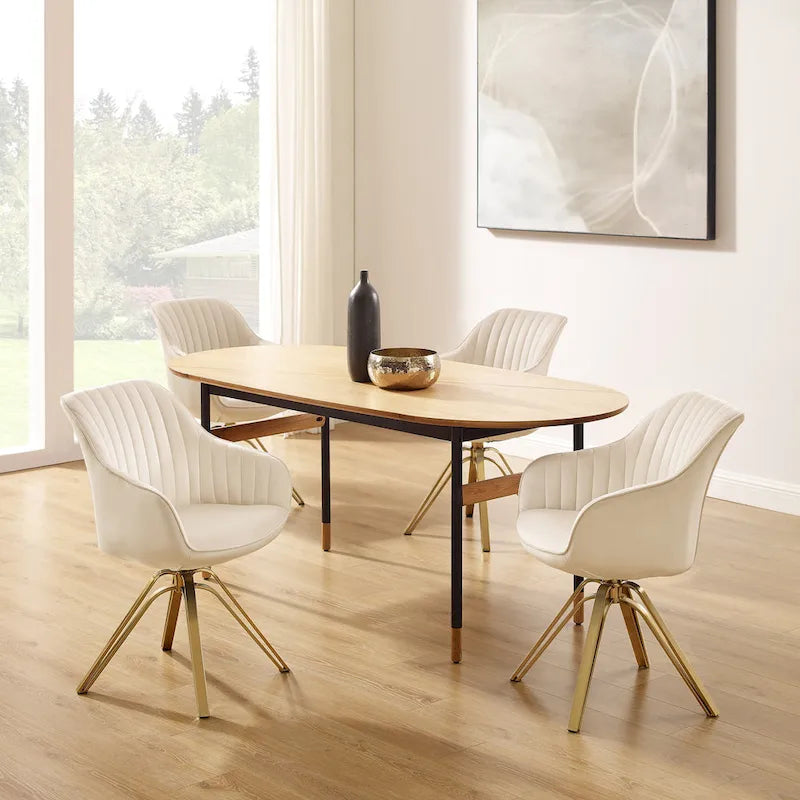 Modern Velvet Swivel Chair with Golden Finish