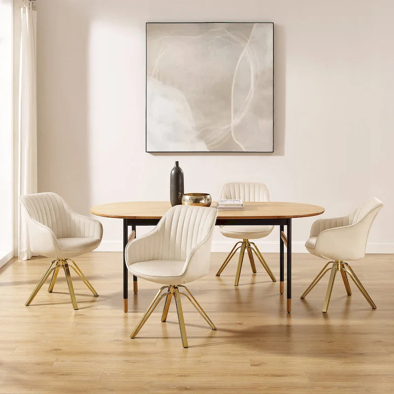 Modern Velvet Swivel Chair with Golden Finish