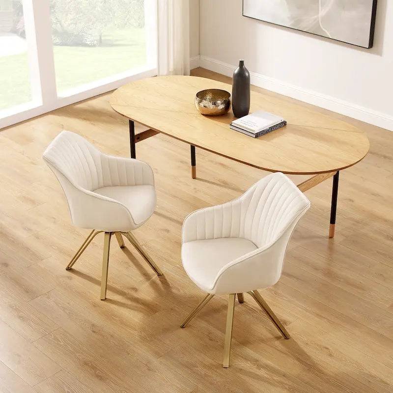 Modern Velvet Swivel Chair with Golden Finish