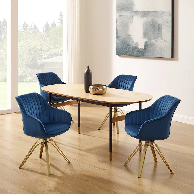 Modern Velvet Swivel Chair with Golden Finish