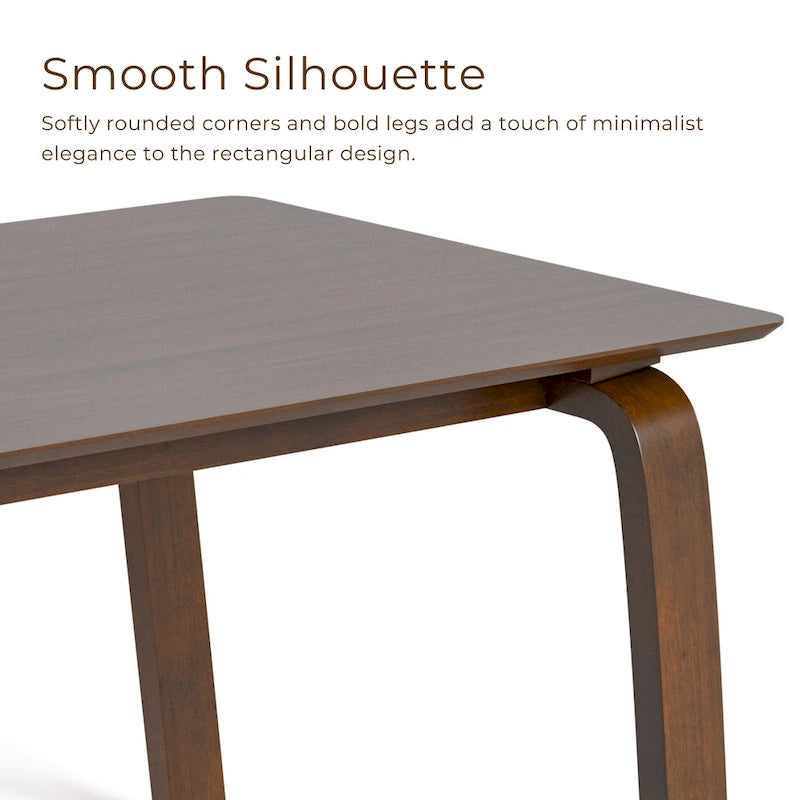 Beau I Mid-century Walnut 5-Piece Rectangle Dining Table Set