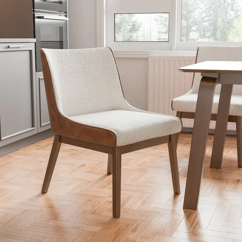Beau I Mid-century Walnut 5-Piece Rectangle Dining Table Set