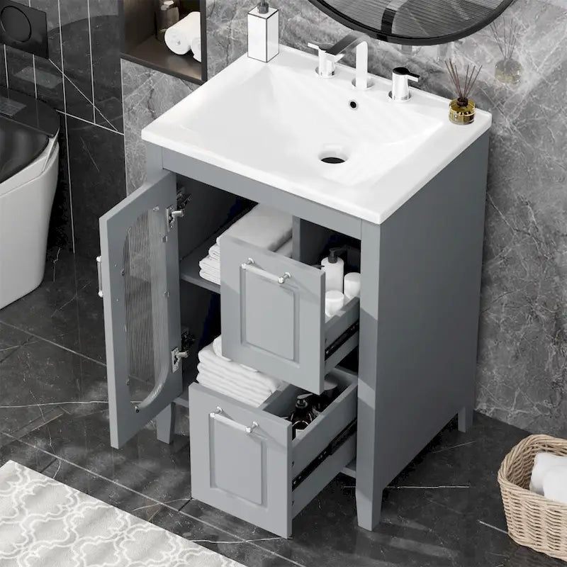 Bathroom Vanity Cabinet with Two Drawers and Door