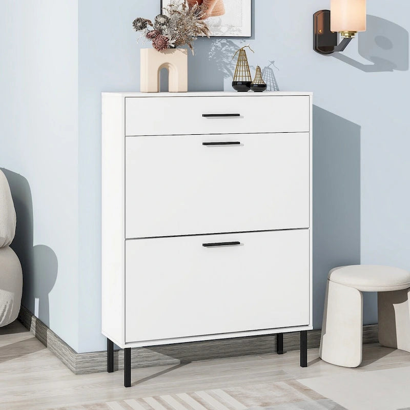 Shoe Cabinet Freestanding Shoe Rack Storage Organizer with Drawers - 31.5 W x 9.84 D x 43.3 H